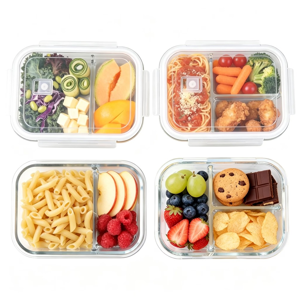 Meal Prep Glass Containers Oven Safe - Glass Food Storage Containers with Dividers