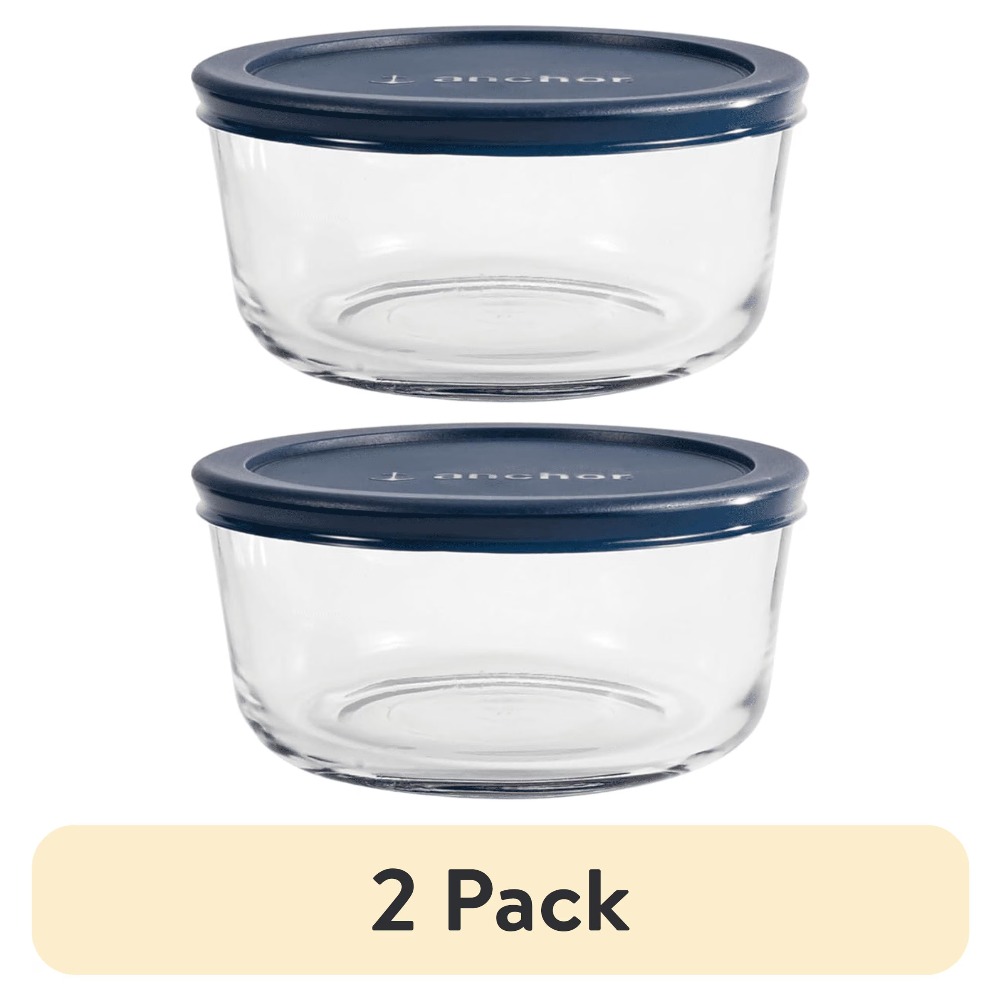 Meal Prep Glass Containers Oven Safe - 2 Pack Round Glass Food Storage