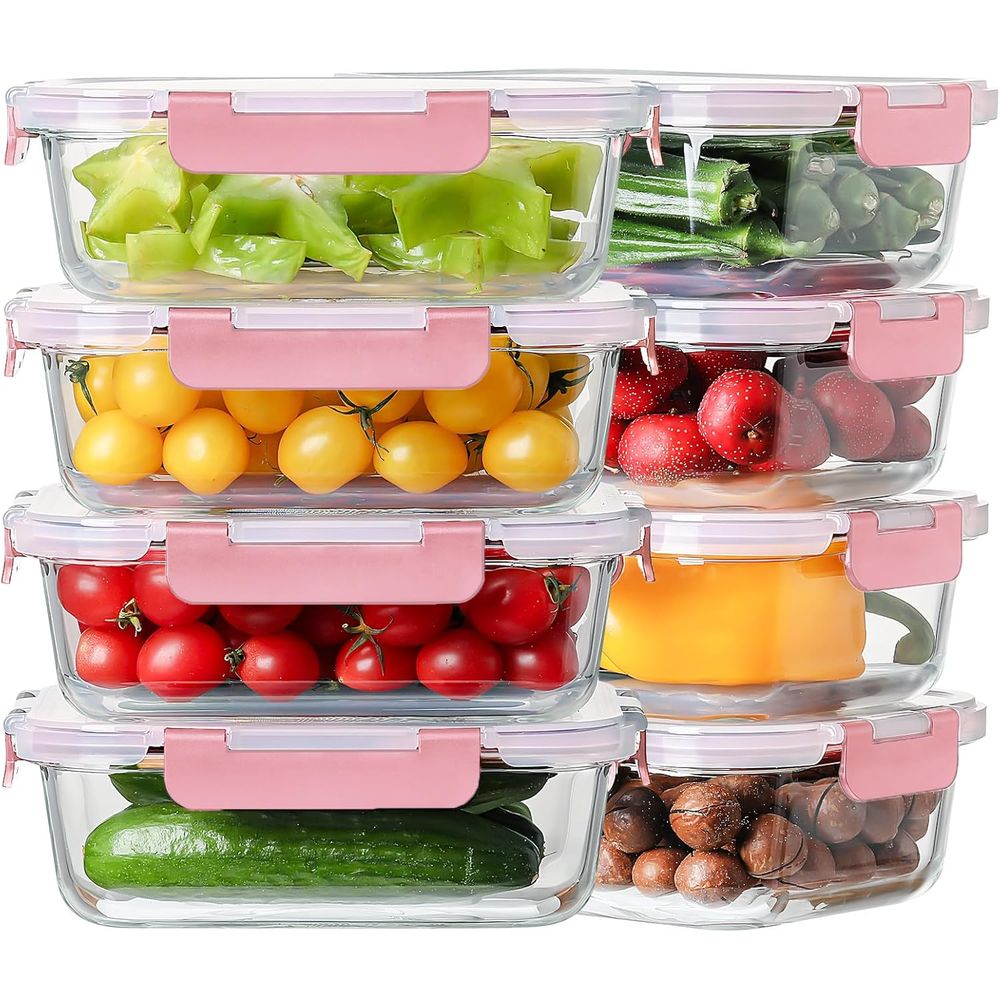 8-Piece 36oz Large Glass Meal  - огляд і ціна Meal Prep Glass Containers Oven Safe