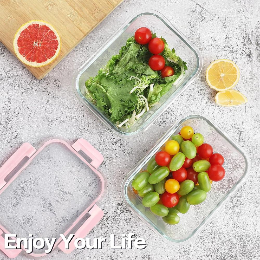 8-Piece 36oz Large Glass Meal  - огляд і ціна Meal Prep Glass Containers Oven Safe