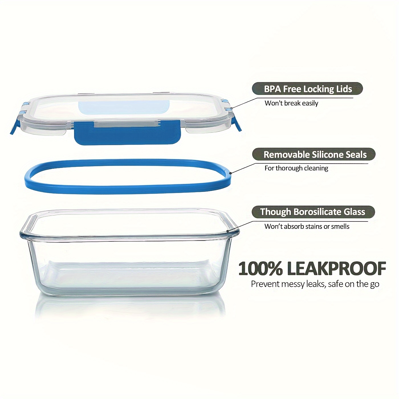 17pcs Glass Food Storage Conta - огляд і ціна Meal Prep Glass Containers Oven Safe