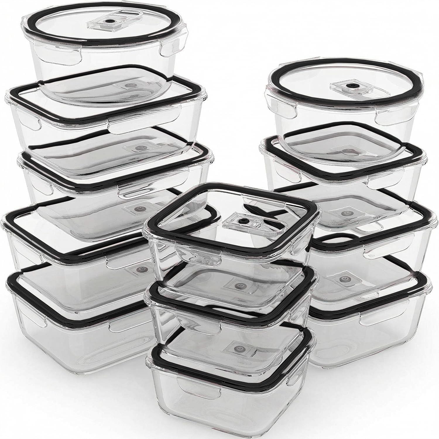24 Pc Airtight Glass Food Stor - огляд і ціна Meal Prep Glass Containers Oven Safe