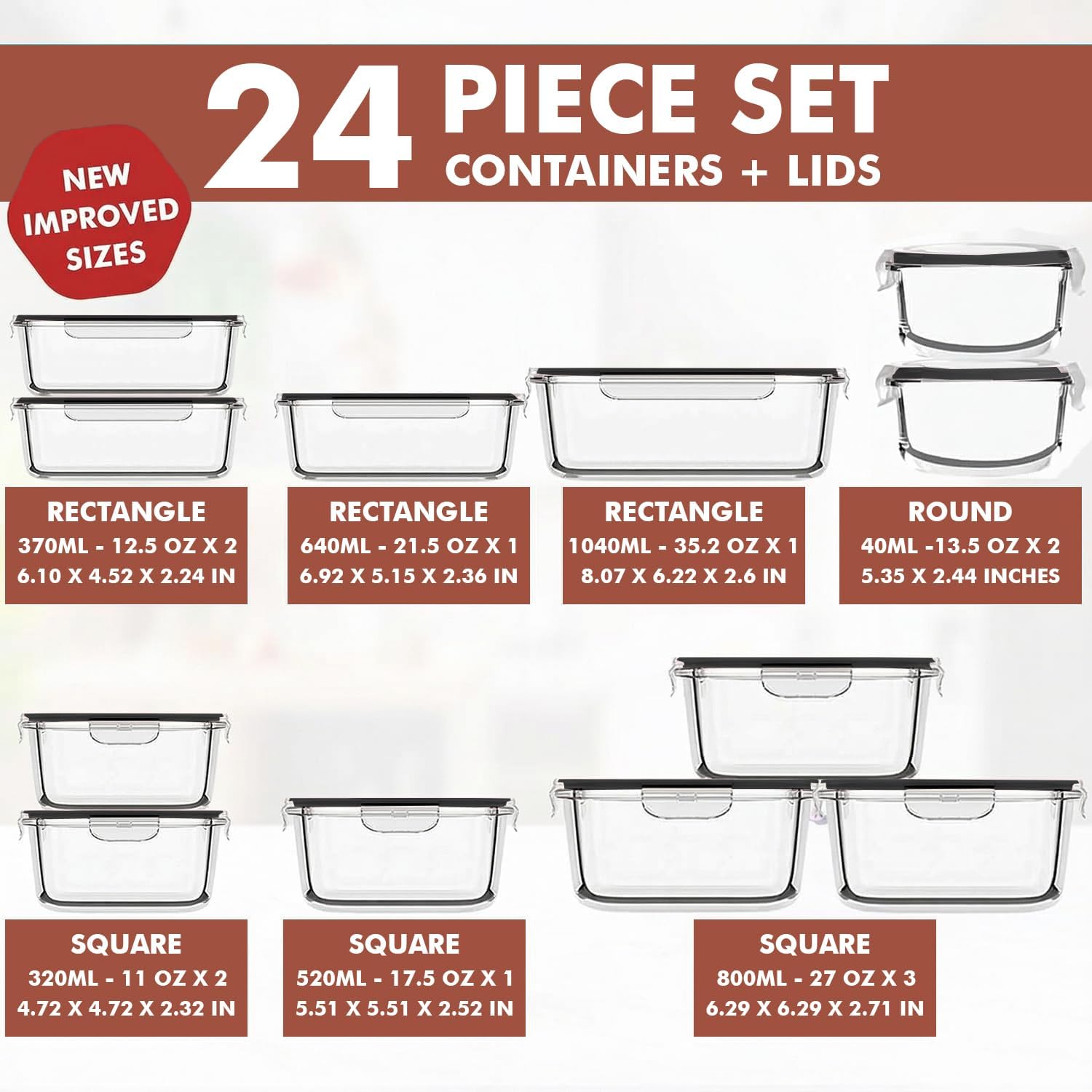 24 Pc Airtight Glass Food Stor - огляд і ціна Meal Prep Glass Containers Oven Safe
