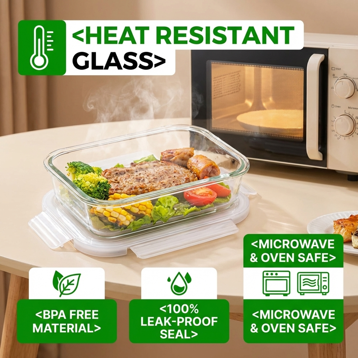High Borosilicate Glass Food S - огляд і ціна Meal Prep Glass Containers Oven Safe