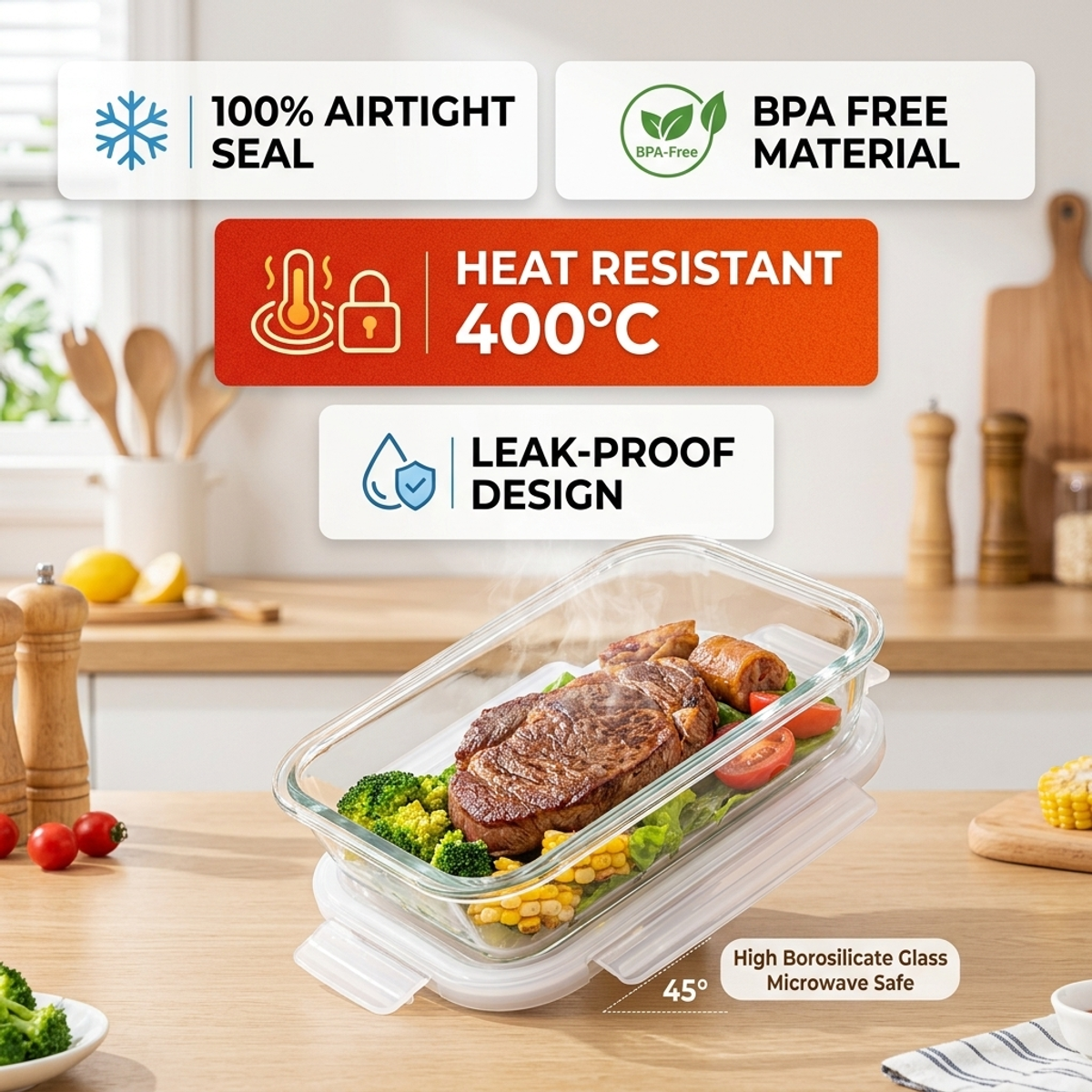 High Borosilicate Glass Food S - огляд і ціна Meal Prep Glass Containers Oven Safe