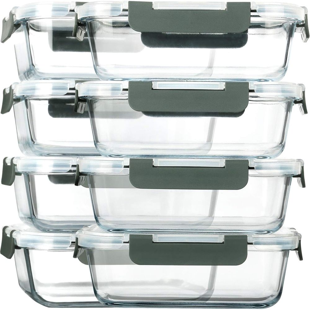 8-Pack, 30 oz Glass Meal Prep  - огляд і ціна Meal Prep Glass Containers Oven Safe