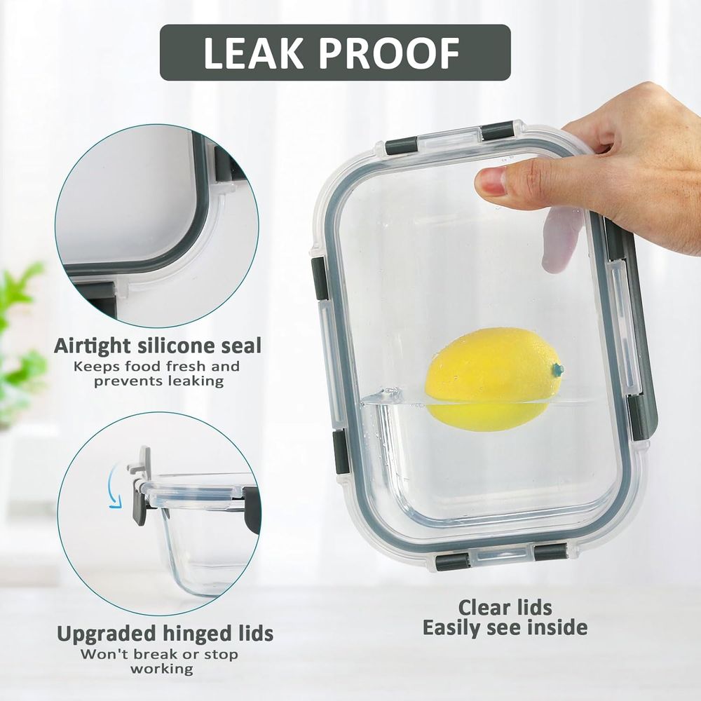 8-Pack, 30 oz Glass Meal Prep  - огляд і ціна Meal Prep Glass Containers Oven Safe