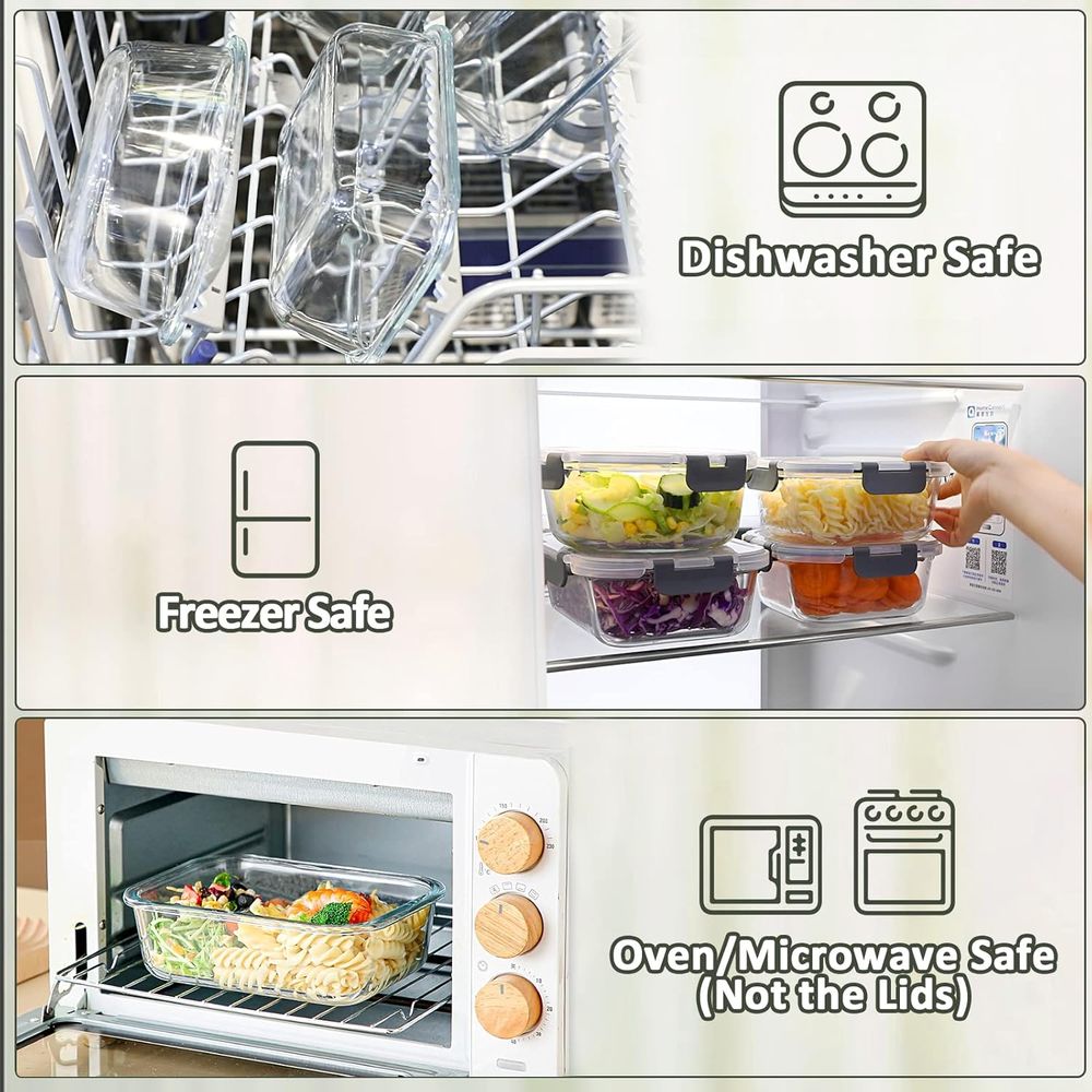 8-Pack, 30 oz Glass Meal Prep  - огляд і ціна Meal Prep Glass Containers Oven Safe