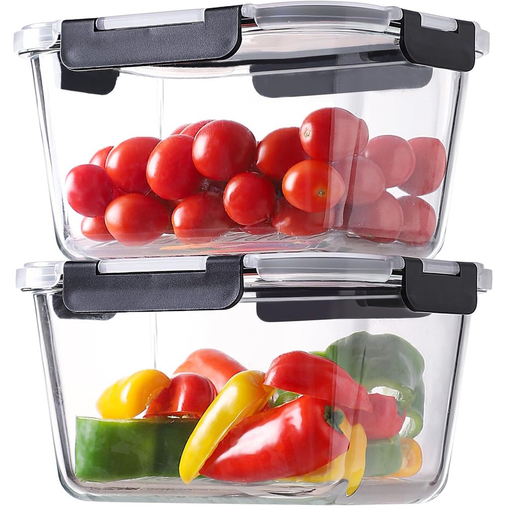 4-Piece 63oz Glass Food Storag - огляд і ціна Meal Prep Glass Containers Oven Safe