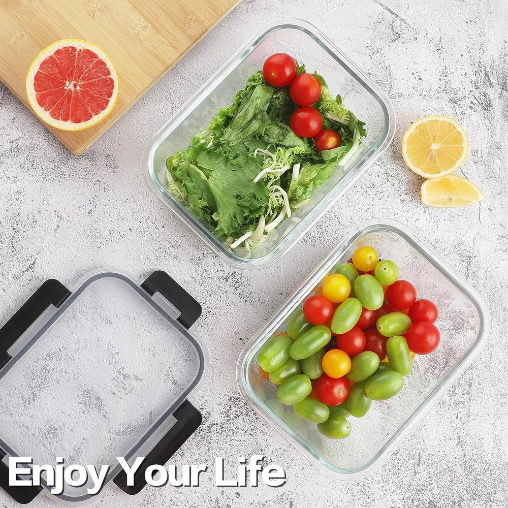 4-Piece 63oz Glass Food Storag - огляд і ціна Meal Prep Glass Containers Oven Safe