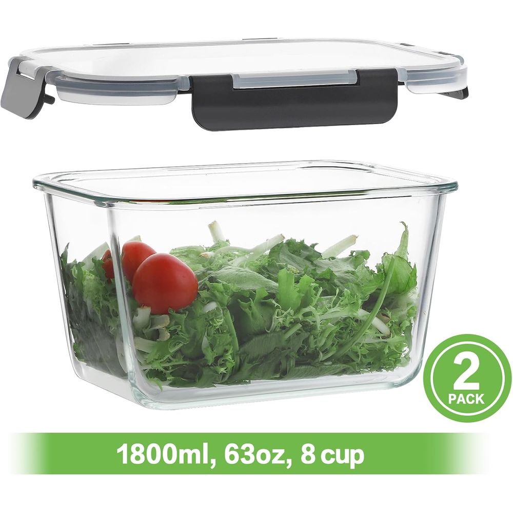 4-Piece 63oz Glass Food Storag - огляд і ціна Meal Prep Glass Containers Oven Safe