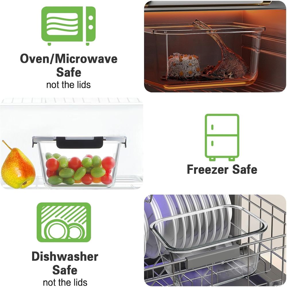 4-Piece 63oz Glass Food Storag - огляд і ціна Meal Prep Glass Containers Oven Safe